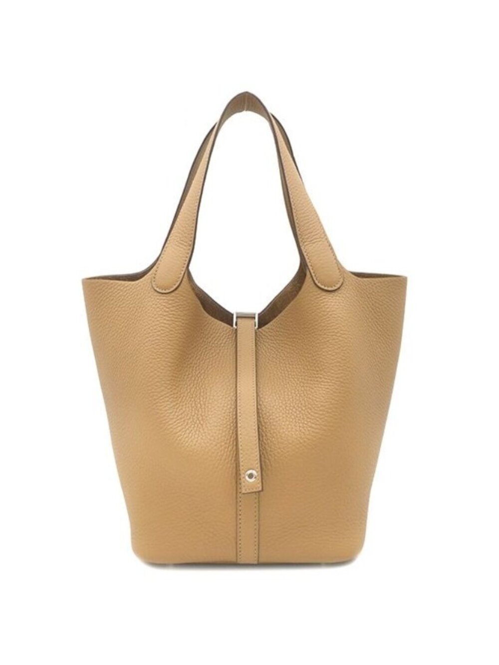 Hermes Handbag Picotin Lock MM 22 Taurillon Clemence Biscuit Silver Brown